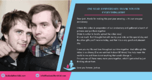one year anniversary thank you for everything josh header image